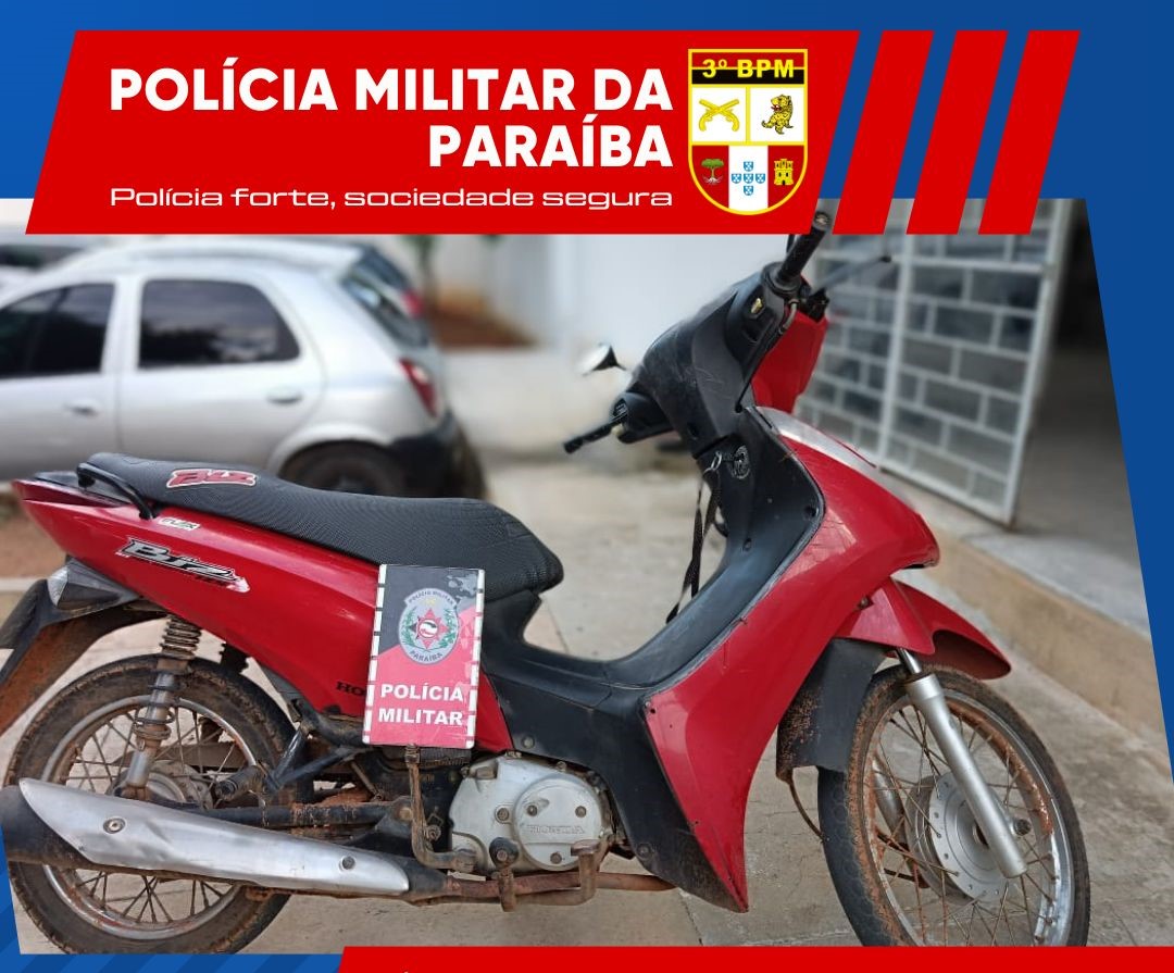 Em Teixeira Policia Militar apreende moto com sinais identificadores adulterados