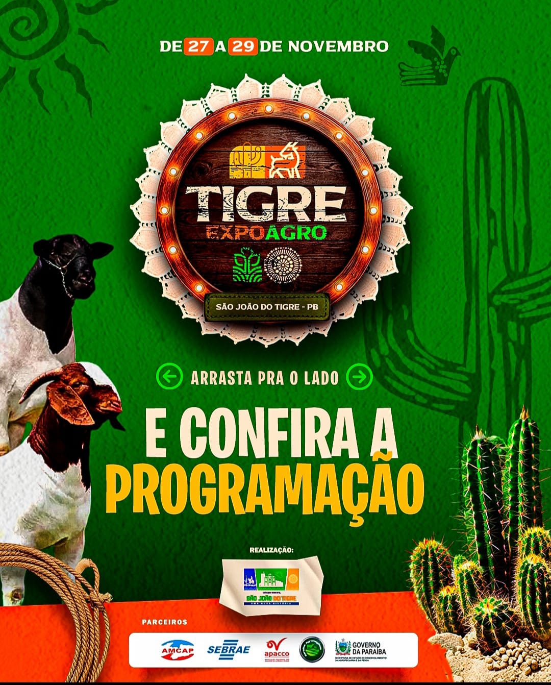 Tigre Expoagro 2025: gestão de São João do Tigre divulgação programação